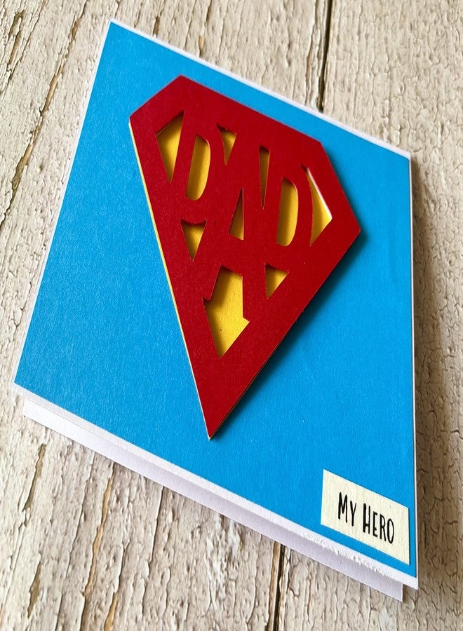 Crafted Forever my dad superhero handmade greeting card with dimensional cutout, inside blank, 4x6, with matching envelope - Image 4